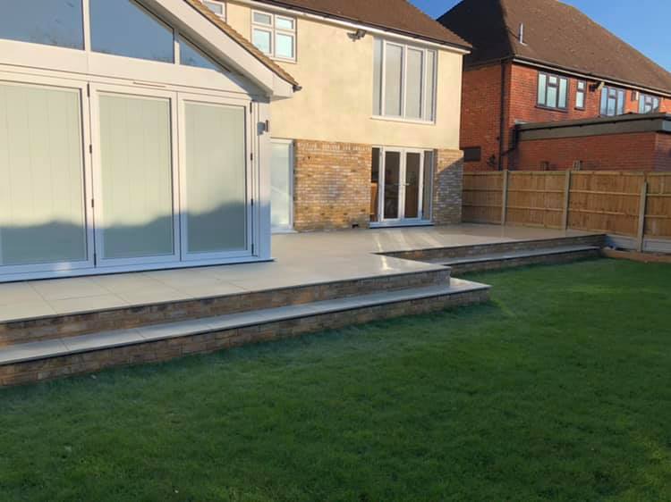 Porcelain patio installation in Chelmsford, Essex