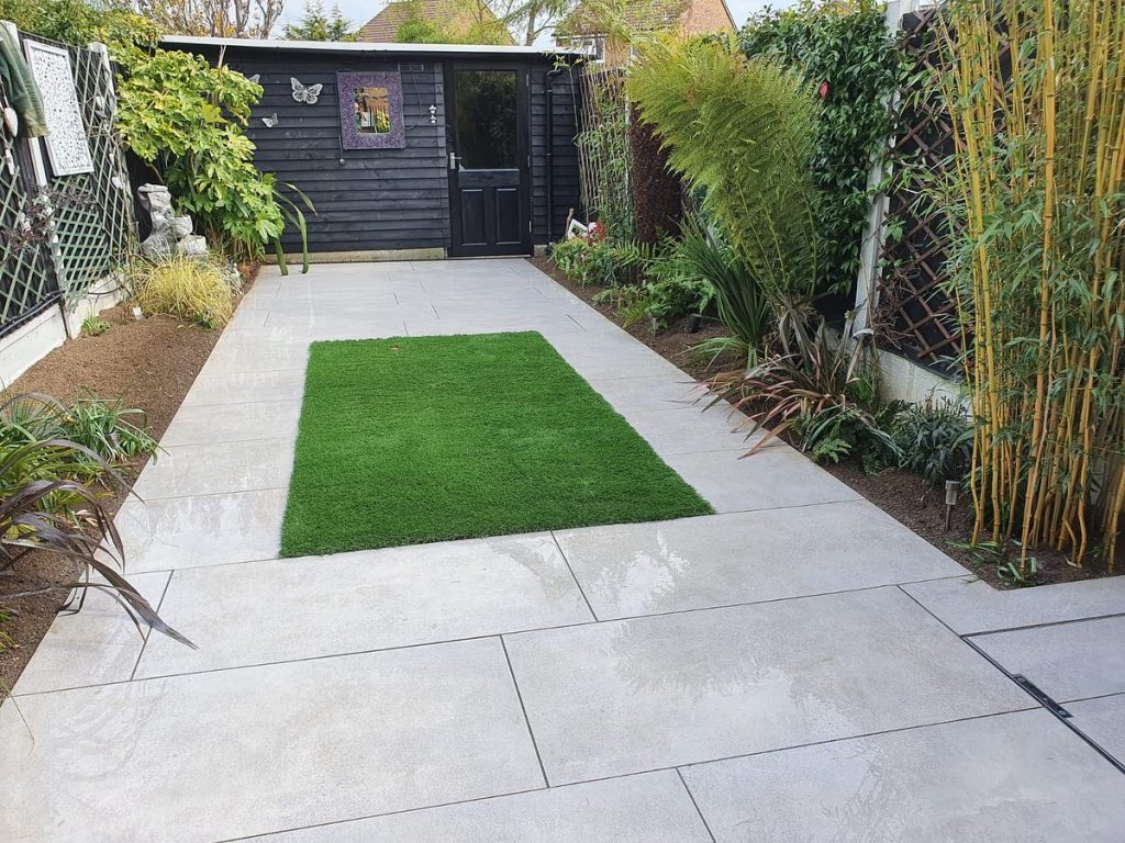 Marshalls porcelain patio installation in Chelmsford, Essex